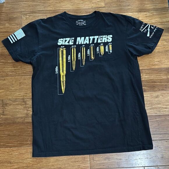 Grunt Style Men's "Size Matters" Black Bullets Beer Military Graphic T-Shirt, XL - Picture 2 of 7